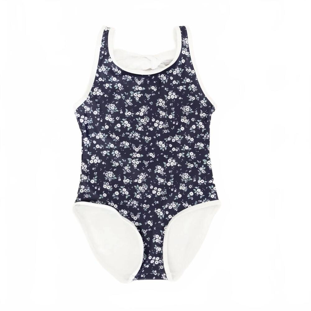 NEW SAINT IDA girl's beach club floral swimsuit in blue